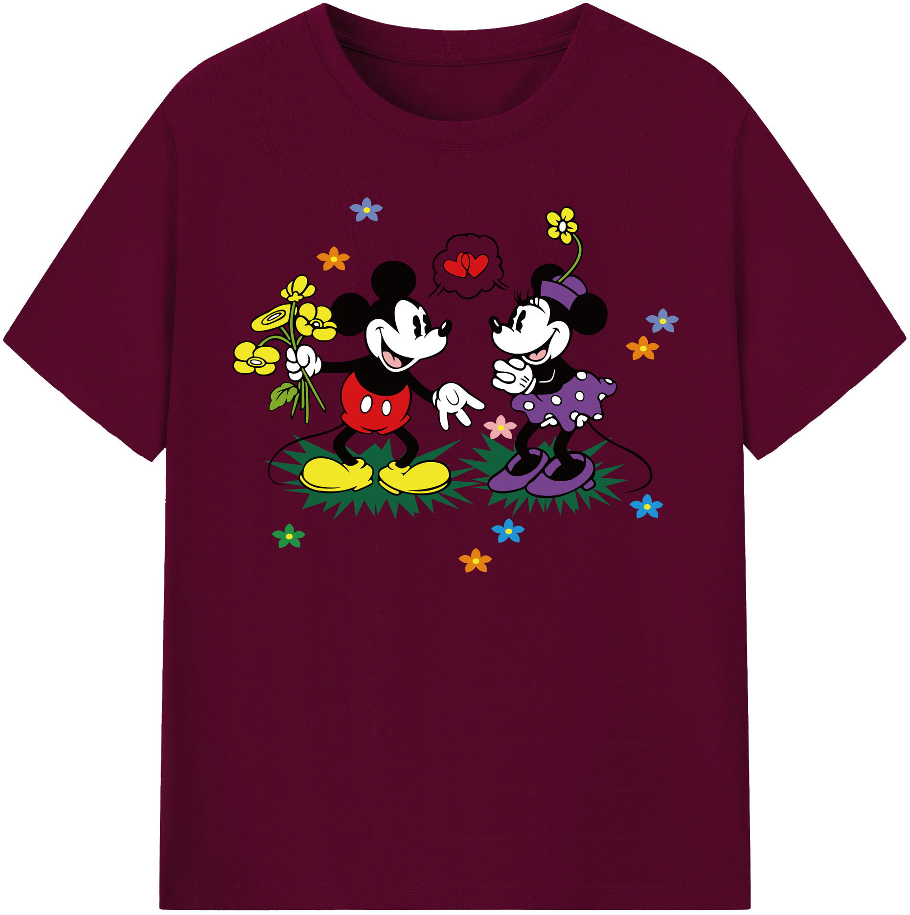 （画像用） ミッキーマウス Mickey Mouse レディースカジュアルプリントTシャツ（綿100％）